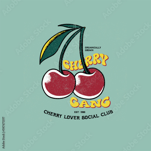 hand draw cherry gang artwork illustration. cherry artwork for apparel or any desigh uses.