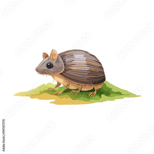 Adorable Pinknosed Armadillo, Small Mammal, Wildlife Illustration photo