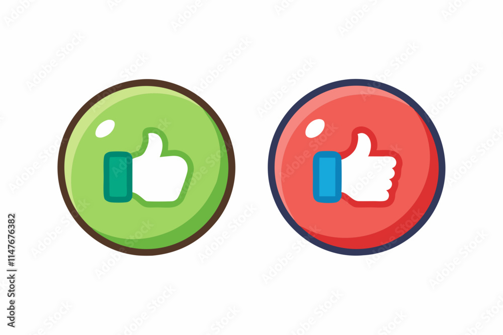 Thumb up and thumb down. Like and dislike buttons Thumb up and thumb down. Like and dislike buttons