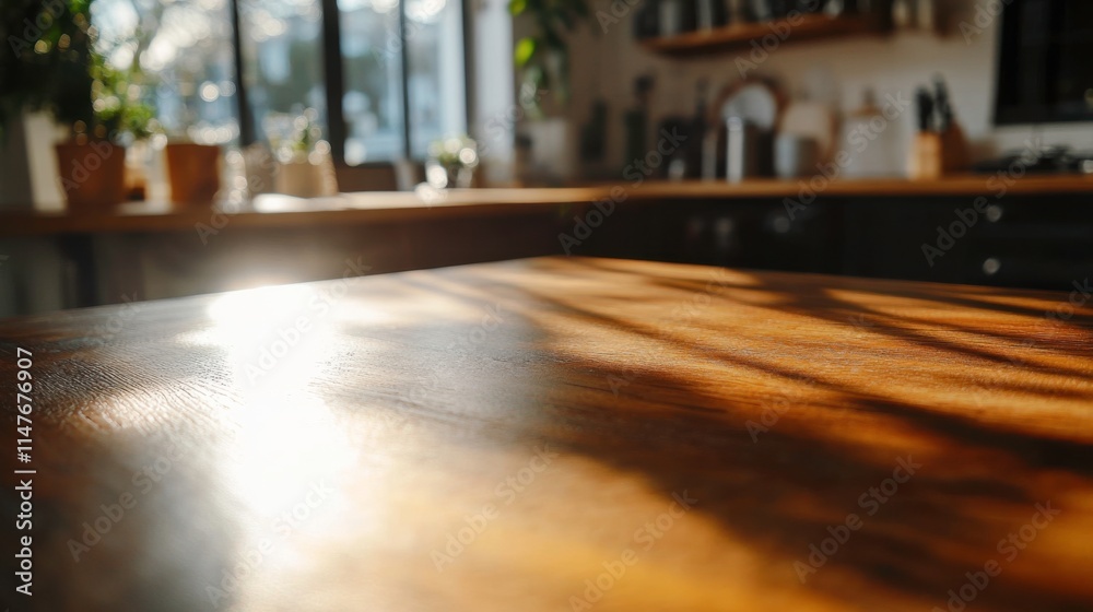 Rustic Wooden Kitchen Table with Textures and Warm Light Rustic Wooden Kitchen Table with Textures and Warm Light