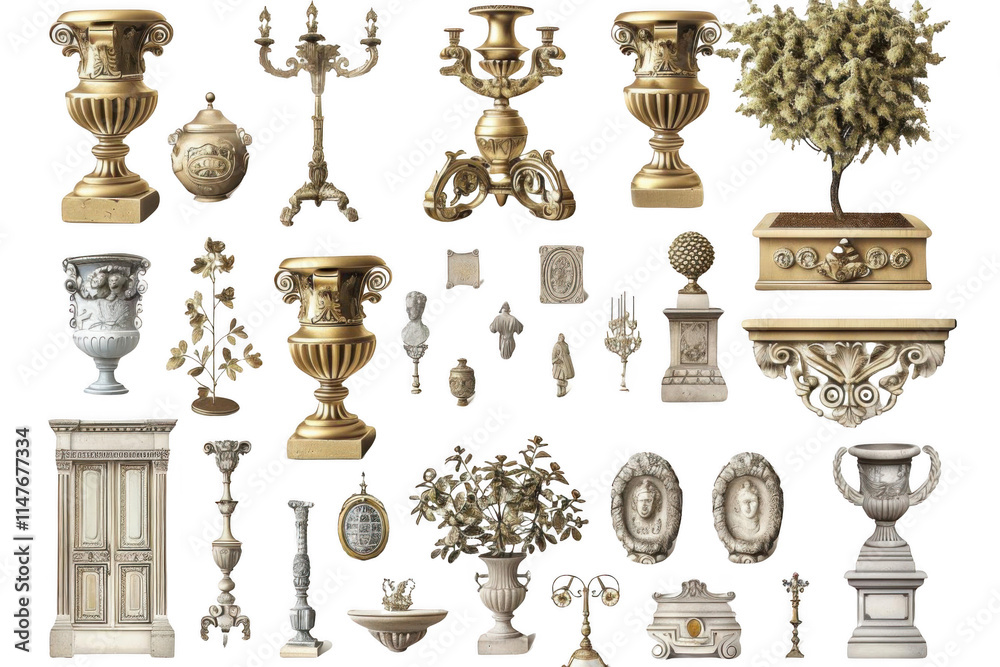 Elegant Home Decor Enhances Interior Design with Classic Style and Vintage Furniture. Explore Antique Accessories, Ornate Vases, and Decorative Plants. Elegant Home Decor Enhances Interior Design with Classic Style and Vintage Furniture. Explore Antique Accessories, Ornate Vases, and Decorative Plants.