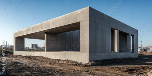 Wallpaper Mural Monolithic construction of a building at a site, showcasing the use of concrete in a robust and innovative manner, emphasizes the strength and durability of monolithic building practices. Torontodigital.ca