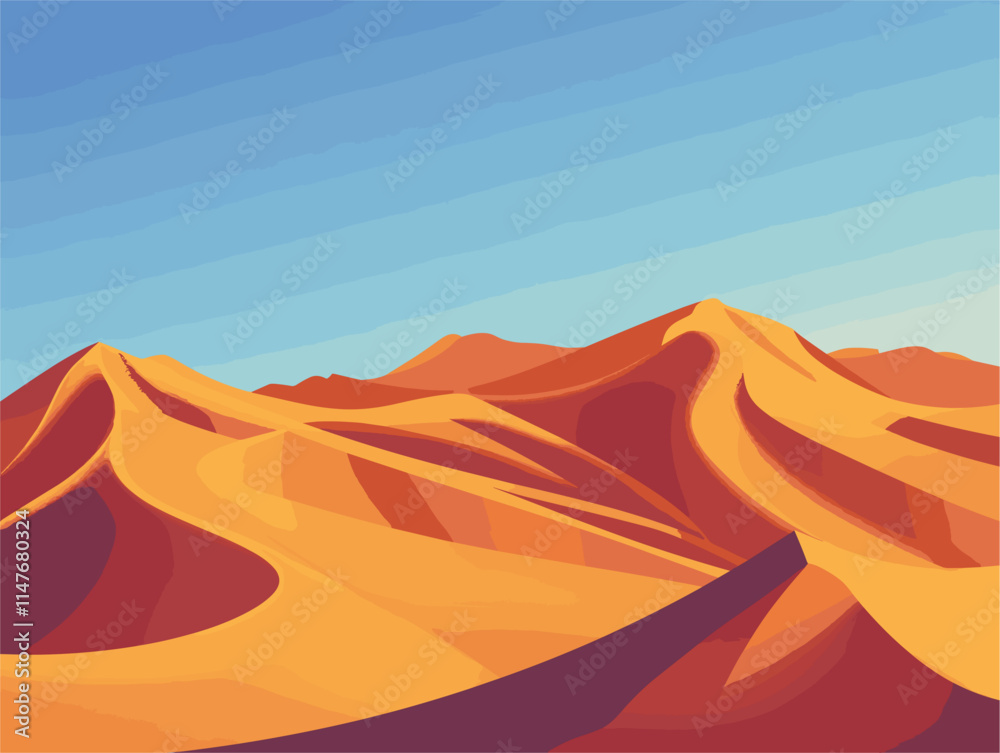 Naklejka premium Animated Desert Dunes: A Serene and Serendipitous Landscape