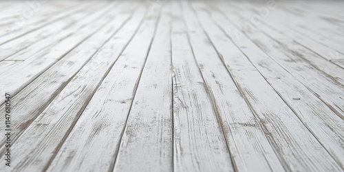 A complete view of textured white painted wooden floor boards, showcasing the intricate details of the wooden flooring. This white painted wooden floor boards texture offers a clean, versatile