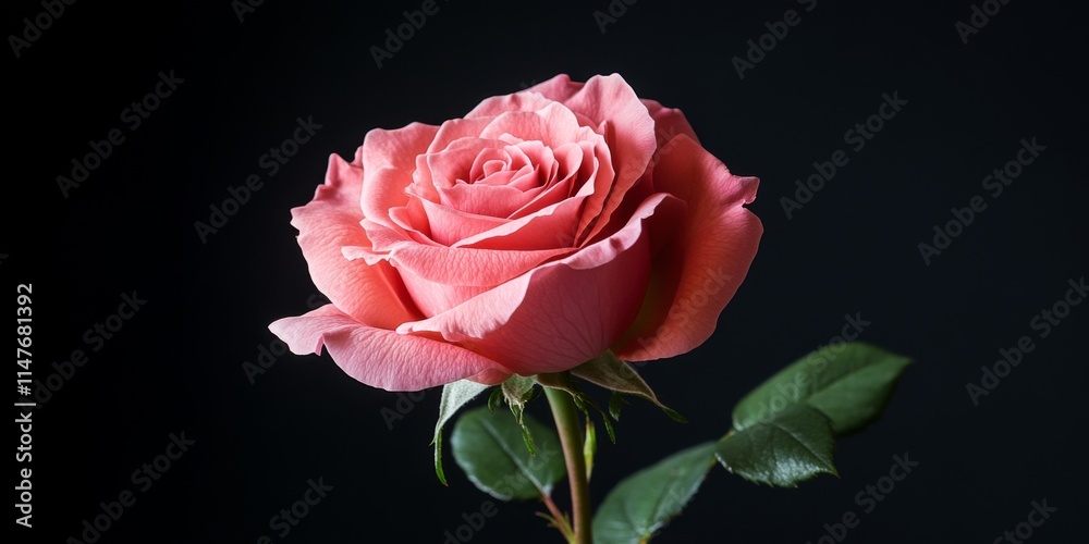 Elegant pink rose displayed on a striking black background, highlighting the beauty of the pink rose with contrasting tones, perfect for showcasing the exquisite pink rose in any setting. Elegant pink rose displayed on a striking black background, highlighting the beauty of the pink rose with contrasting tones, perfect for showcasing the exquisite pink rose in any setting.