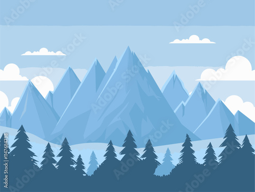 Mountainous Landscape: Majestic Peaks Through the Mist