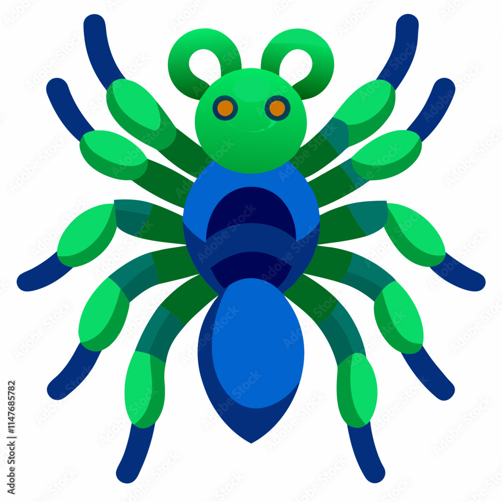 Fototapeta premium Stunning Green bottle Blue Tarantula on a White Background