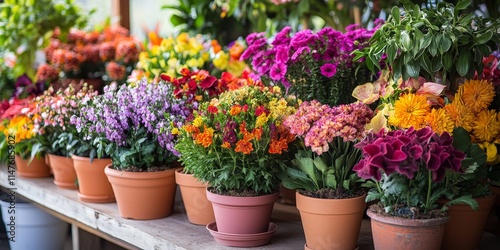 Wallpaper Mural Charming flowers beautifully arranged in containers, showcasing vibrant colors and delightful designs. These nice flowers in containers add a touch of elegance to any space with their stunning appeal. Torontodigital.ca