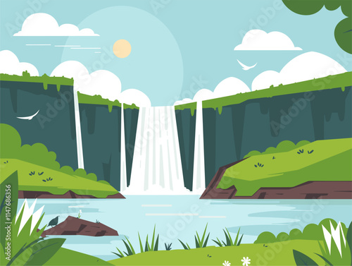 Animated Waterfall: A Breathtaking Landscape of Cascading Waters and Tranquility