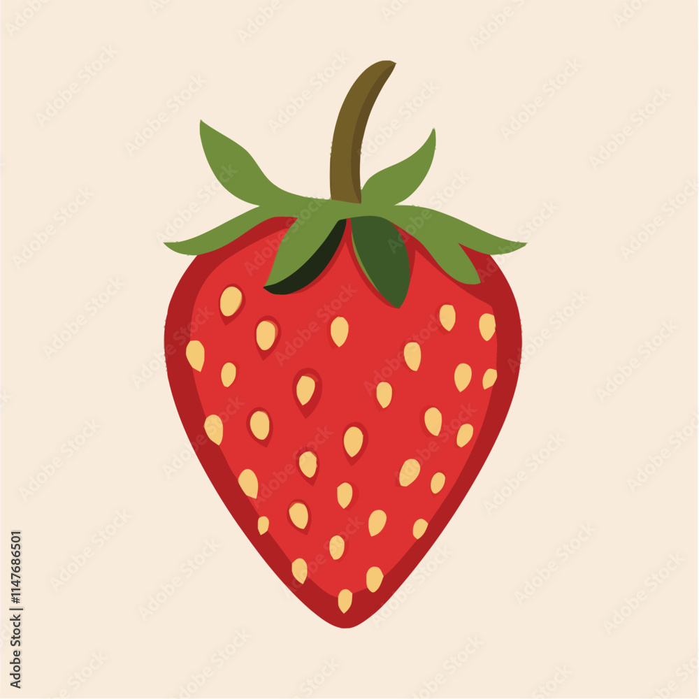 Fototapeta premium Fresh Strawberry Vector Illustration on White Background