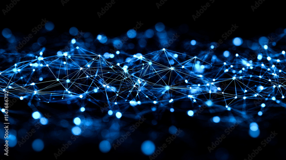 custom made wallpaper toronto digitalAbstract blue glowing network connections.