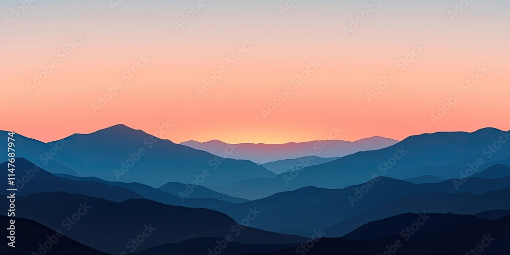 Gentle sky gradient from the setting sun beautifully contrasts with the dark silhouette of mountains. This stunning sky gradient evokes a feeling of spring with its blue, pink, and orange tones. Gentle sky gradient from the setting sun beautifully contrasts with the dark silhouette of mountains. This stunning sky gradient evokes a feeling of spring with its blue, pink, and orange tones.