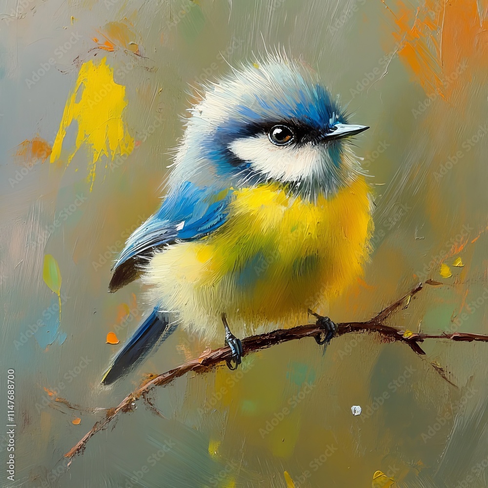 Fototapeta premium Cyanistes caeruleus Blue Tit bird.