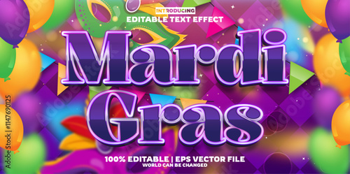 New Mardi Gras editable text effect in modern trend style