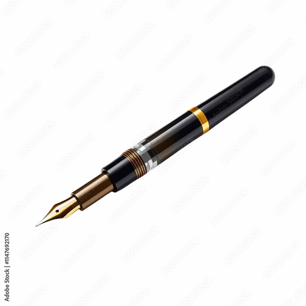 Elegant Black Fountain Pen Gold Accents Writing Instrument Stationery Supplies Elegant Black Fountain Pen Gold Accents Writing Instrument Stationery Supplies
