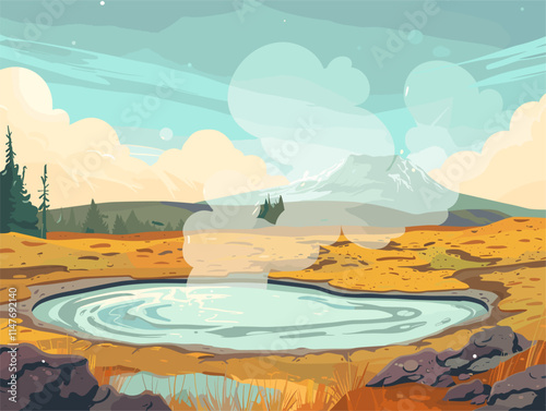 Geothermal Mudpots: Colorful Mineral Springs With Bubbling Mud and Simmering Water