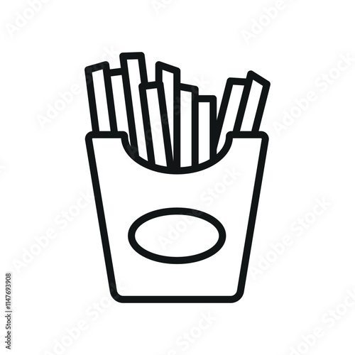 Fried Fries Food Icon showcases a mouth-watering and appetizing style, ideal for highlighting eateries, food delivery services, or comfort food branding