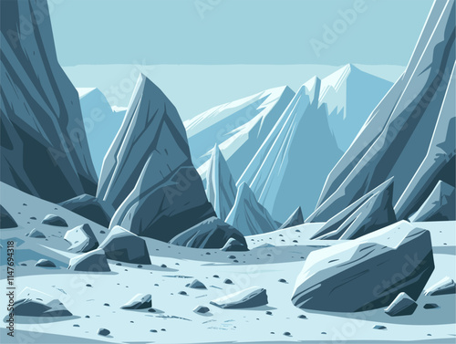 Felsenmeer: Expanses of Frost-Shattered Rock Debris in Alpine and Periglacial Landscapes, a Sublime Vector Illustration