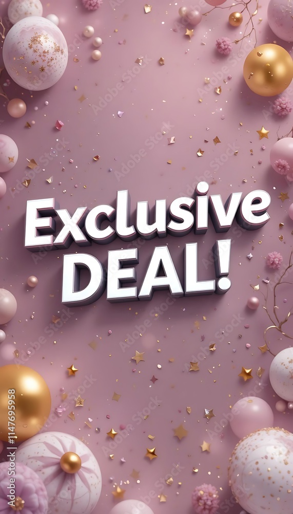 Naklejka premium Exclusive Deal 3D Text discount shopping