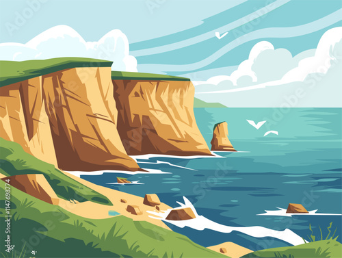 Animated Coastal Cliffs: A Vivid Exploration of Nature's Stone Canvas