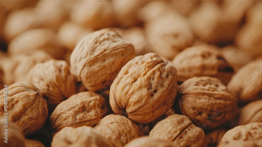 Close up of Walnuts in Shells Brown Nut Texture Background Close up of Walnuts in Shells Brown Nut Texture Background