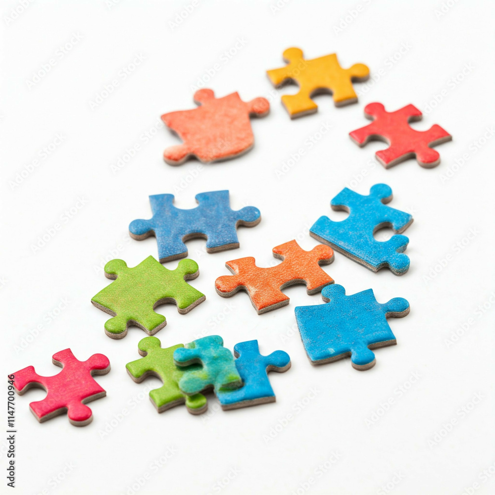 colorful jigsaw puzzle pieces on white background colorful jigsaw puzzle pieces on white background