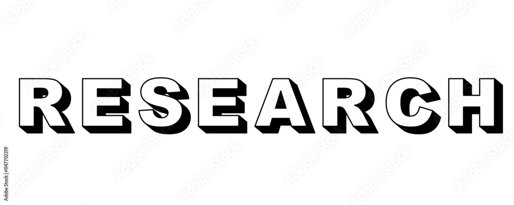 Research. Word. 3D Text. Letters. Research. Word. 3D Text. Letters.