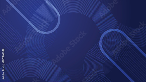 Blue background with glowing curve geometric lines. Modern minimal trendy shiny blue lines pattern. Light blue background for futuristic and technology banner