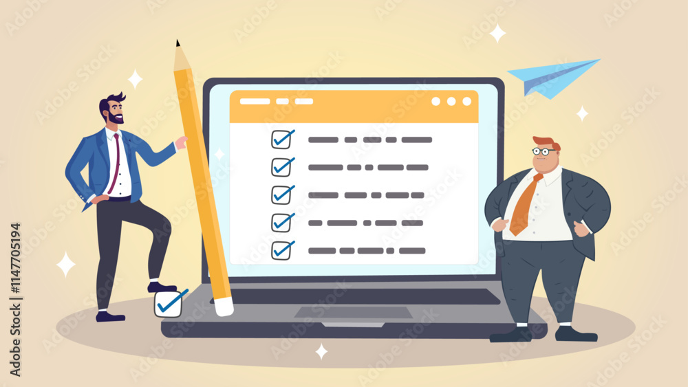 Business performance checklist concept, businessman using laptop doing online checklist survey, filling out digital form checklist. Business performance checklist concept, businessman using laptop doing online checklist survey, filling out digital form checklist.