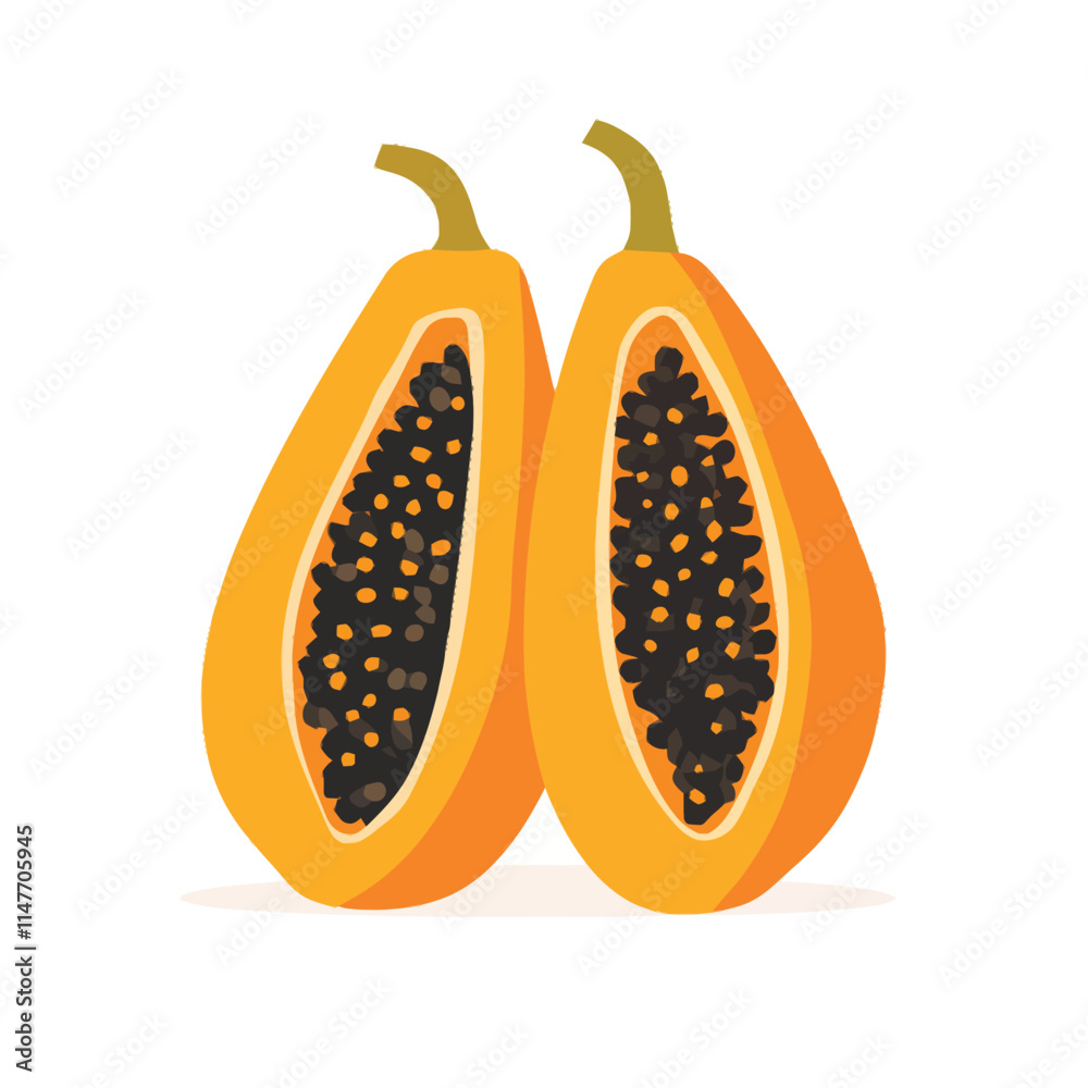 Fresh Papaya Vector Illustration on White Background Fresh Papaya Vector Illustration on White Background