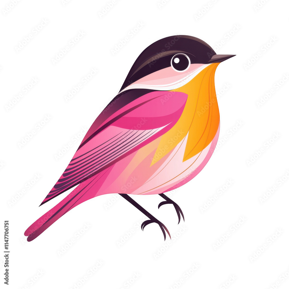 Obraz premium pink icon of Bird isolated on a transparent background Minimalist flat icon, vector logo style sign clipart on a no background png