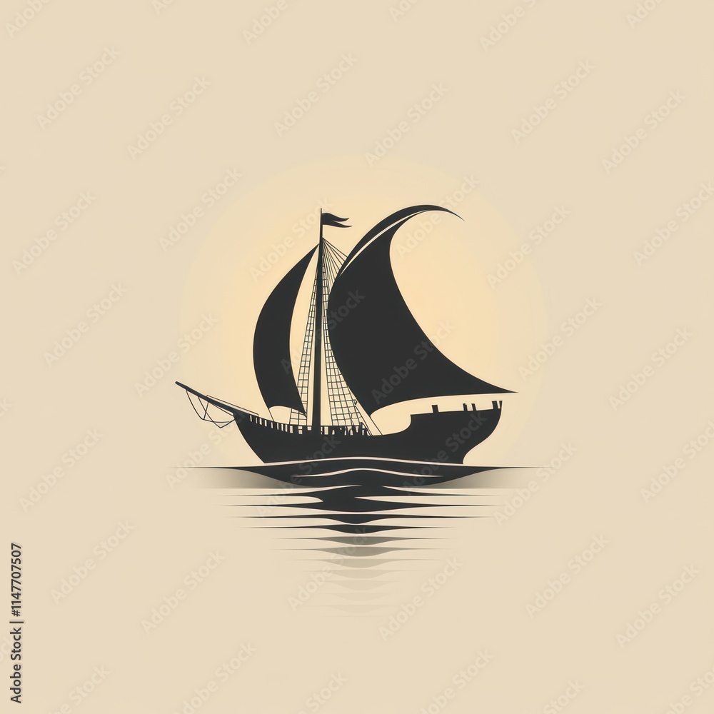 Silhouette of a sailboat at sunset on calm water. Silhouette of a sailboat at sunset on calm water.