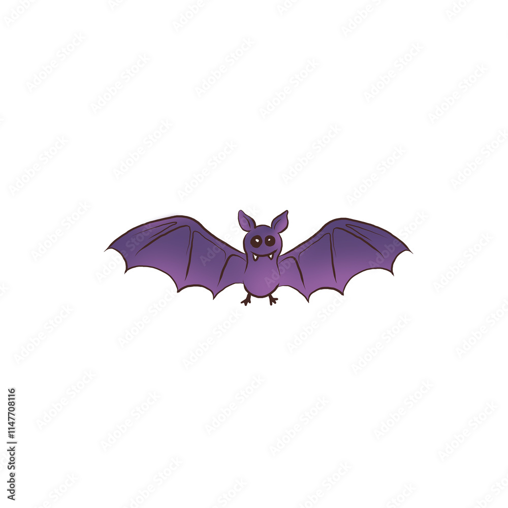 Fototapeta premium purple bat with outstretched wings, perfect for Halloween, night scenes, or adventure stories.