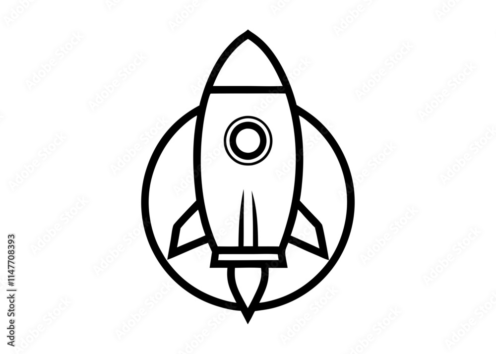 Minimalist Rocket Icon Line Drawing Minimalist Rocket Icon Line Drawing
