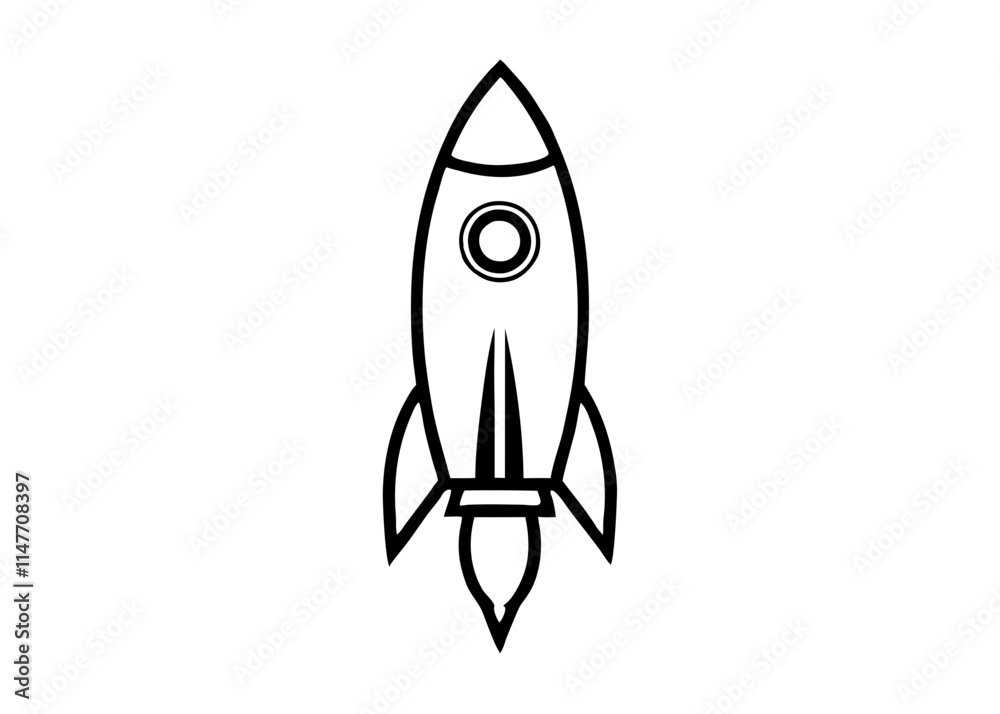 Minimalist Rocket Icon Line Drawing Minimalist Rocket Icon Line Drawing