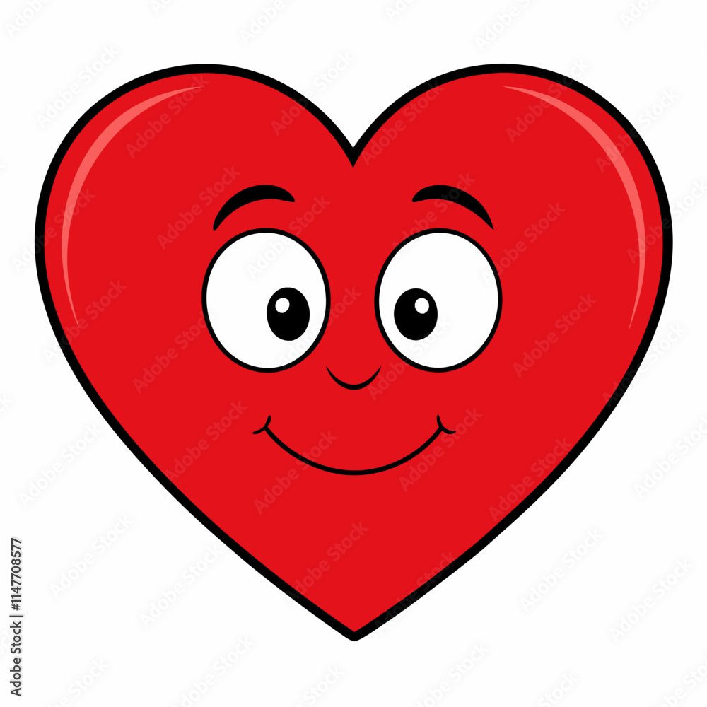 Cartoon Heart Character with Friendly Expression Cartoon Heart Character with Friendly Expression