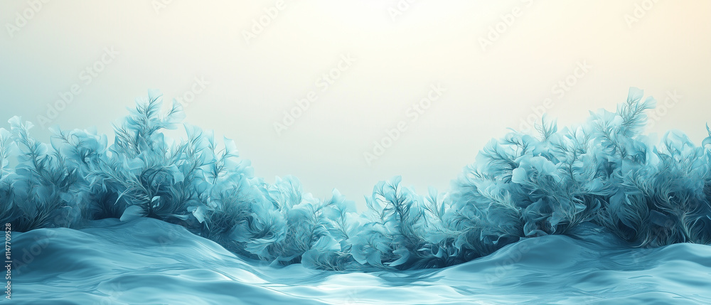 Abstract Teal Landscape with Frosty Plants. Abstract Teal Landscape with Frosty Plants.