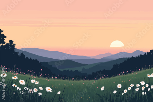 Scenic Plains Covered with Beautiful Blooming Flowers