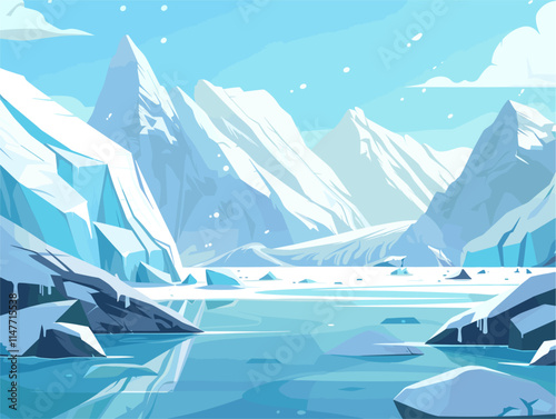 Majestic Glacial Landscape: A Nature's Symphony of Ice and Time