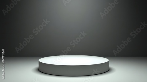 A White Cylindrical Pedestal Against A Dark Background