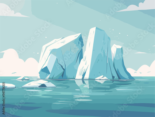 Iceberg in the Ocean: Majestic Frozen Giant Adrift in the Vast Blue Expanse