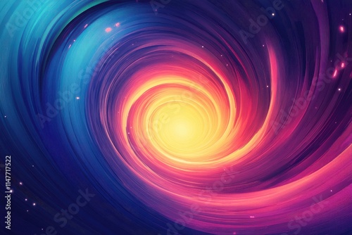 Abstract Swirling Nebula with Glowing Center and Scattered Stars