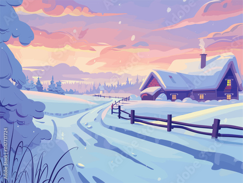 Windblown Snow and Shimmering Snowdrifts: A Vectorized Wintery Tapestry