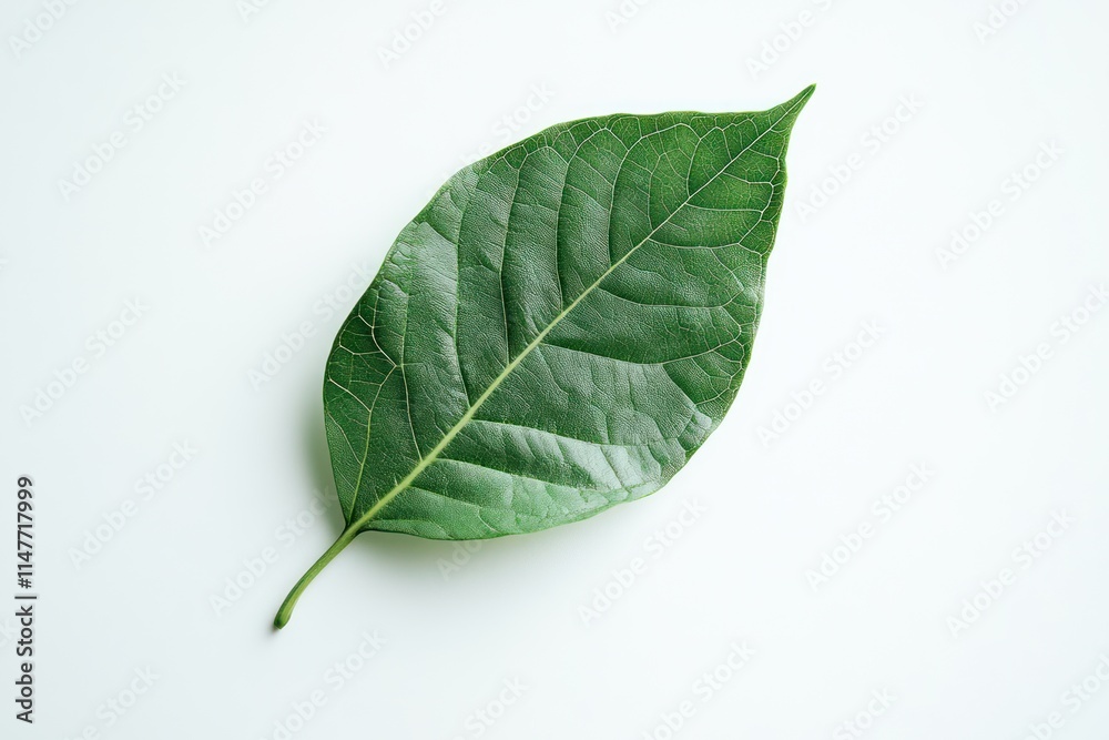 Obraz premium Single green leaf isolated on white background.