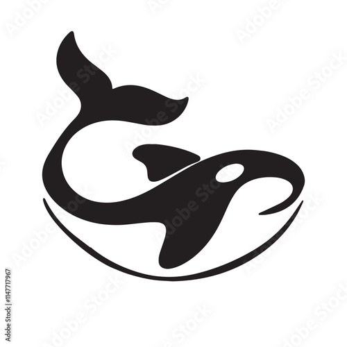 Simple black orca whale animal template logo creative design. Killer underwater animal. Logo for business, identity and branding. photo