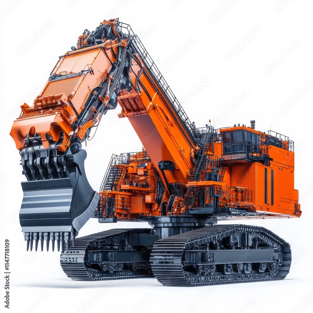 Modern excavator elements displayed Modern excavator elements displayed