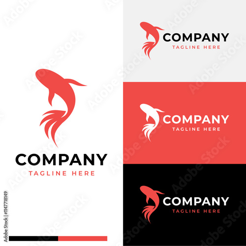 simple and aesthetic koi ornamental fish logo symbol icon flat stock vector design