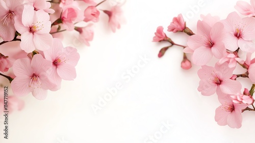 Delicate pink flowers arranged beautifully on a clean, white background. Perfect for nature lovers and floral enthusiasts seeking serene beauty.