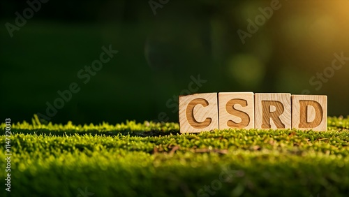 CSRD Acronym on Wooden Blocks, Nature Background photo