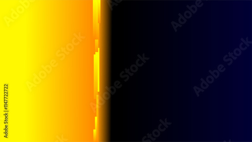 Glowing yellow orange light side frame over dark blue gradient abstract background